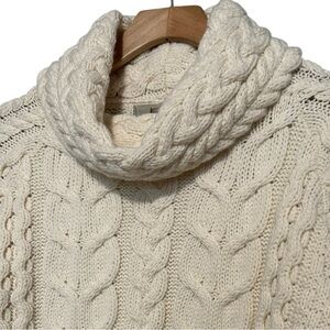 Aran Sweater Market Women’s Sz S Cream Merino Wool Cowl Neck Cable Knit Sweater
